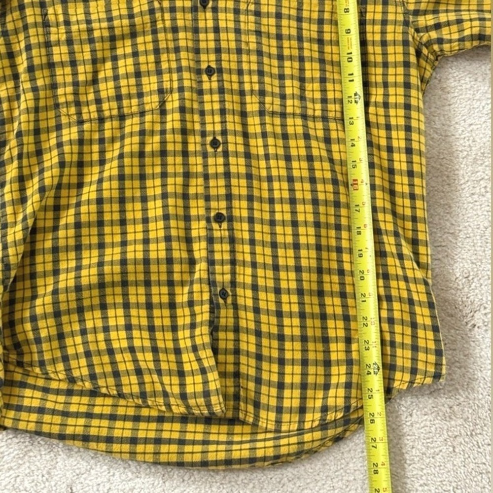 Gap Mens Flannel Button Down Shirt Yellow‎ Black Check Plaid Cotton Medium - Picture 9 of 10